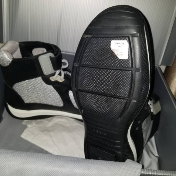 NIB 100% Auth Prada Leather & Mesh Trainer Sneaker - Picture 3 of 8